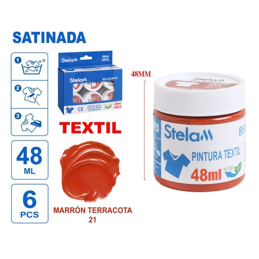 [865182] Pintura textil marrón terracota 48ml