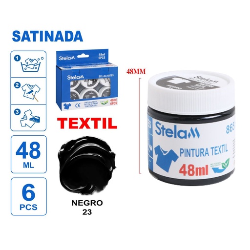 [865184] Pintura textil negra 48ml