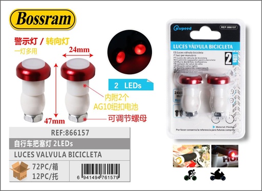 [866157] Luces válvula para bicicleta 2leds 24x47mm para seguridad en bicicletas