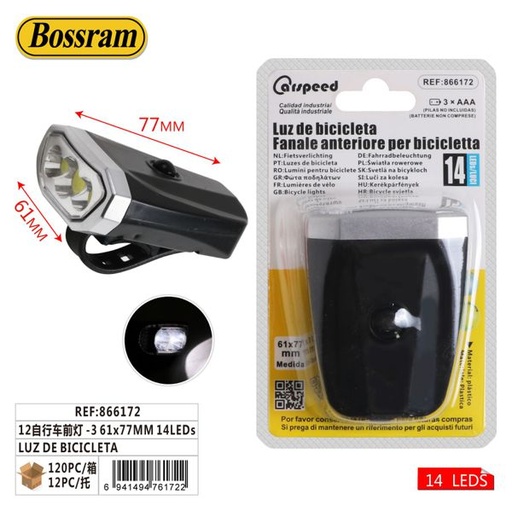 [866172] Luz de bicicleta 14 LEDs 61x77mm