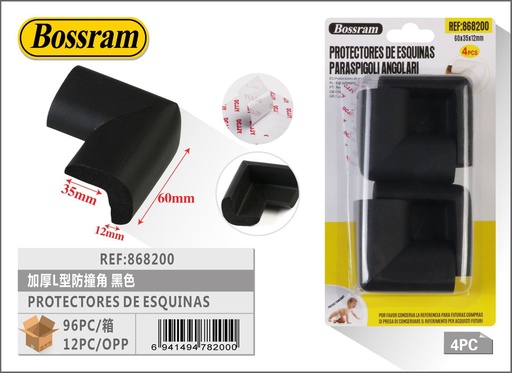 [868200] Protectores de esquinas negros L para muebles