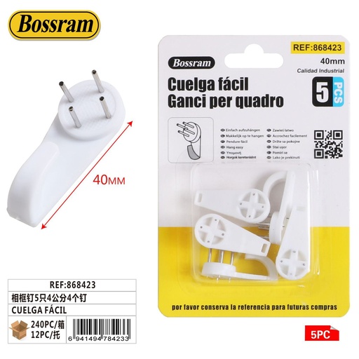 [868423] Colgador fácil para cuadros 4 ganchos de 4cm