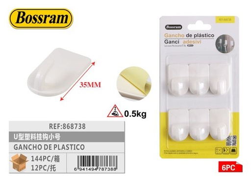 [868738] Gancho de plástico pequeño 6pcs para colgar