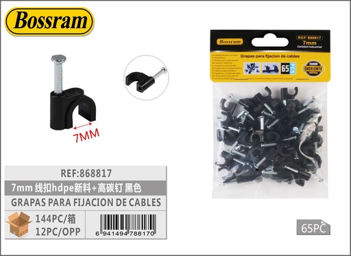 [868817] Grapas para fijación de cables HDPE 7mm con clavos de alto carbono