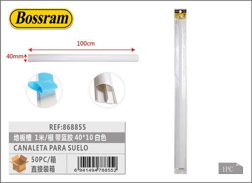 [868855] Canaleta para suelo 1m blanco con adhesivo 40x10mm