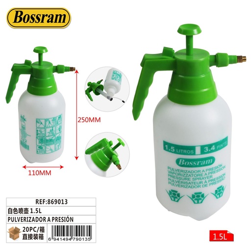 [869013] Pulverizador a presión blanco 1.5L para jardín y riego