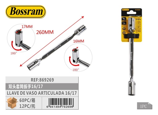 [869269] Llave de vaso articulada 16/17 para mecánica