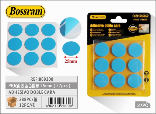 [869300] Adhesivo de doble cara azul redondo 25mm (27pcs)