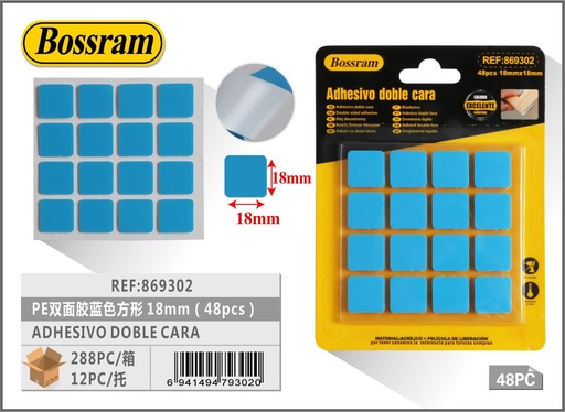 [869302] Adhesivo doble cara azul 18mm 48pcs para manualidades