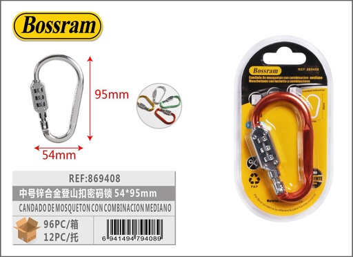 [869408] Candado de mosquetón con combinación mediano 54*95mm