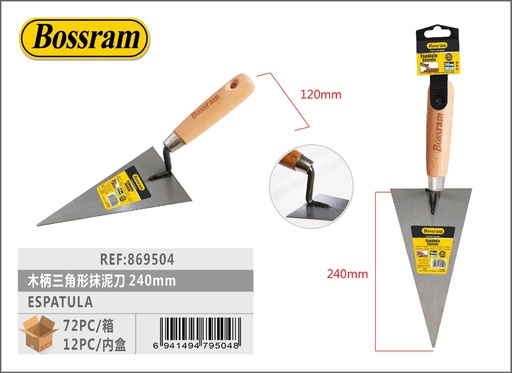 [869504] Espátula triangular con mango de madera 240mm