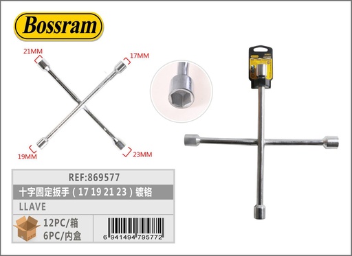 [869577] Llave cruz fija con adaptadores para coche