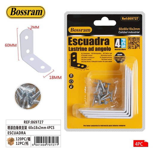 [869727] Escuadra de hierro para estanterías 60x18x2mm 4pcs