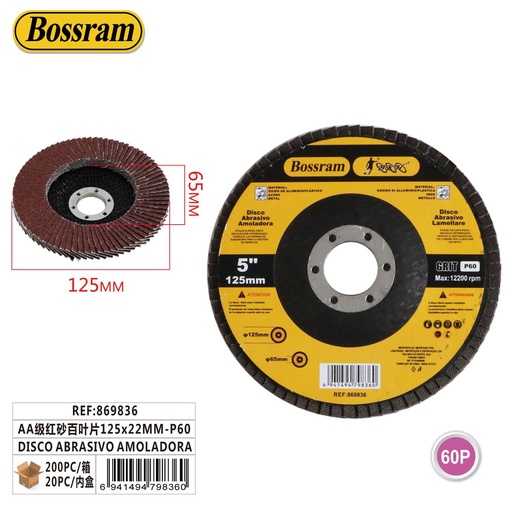 [869836] Disco abrasivo para amoladora 125x22.2mm-P60