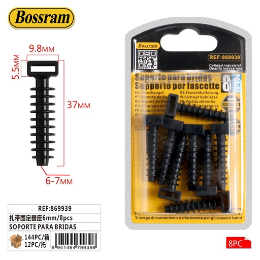 [869939] Soporte para bridas de 6mm 8pcs para organización de cables