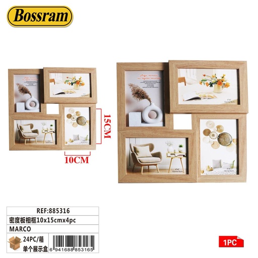 [885316] Marco de foto MDF 10x15cm 4 pcs para decoración