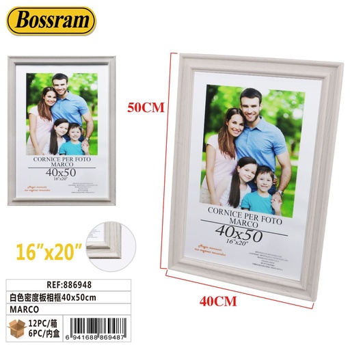 [886948] Marco de fotos de MDF blanco 40x50cm decorativo