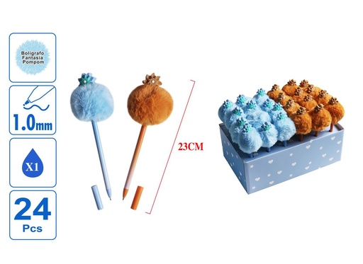 [888162] Bolígrafo con pompón azul 1.0mm escritura