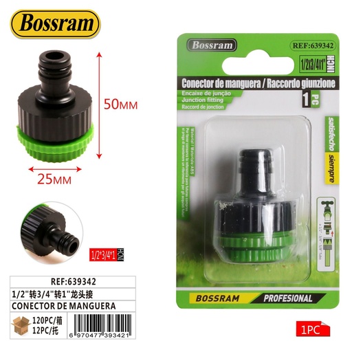 [639342] Conector de manguera 1/2" a 3/4" a 1"