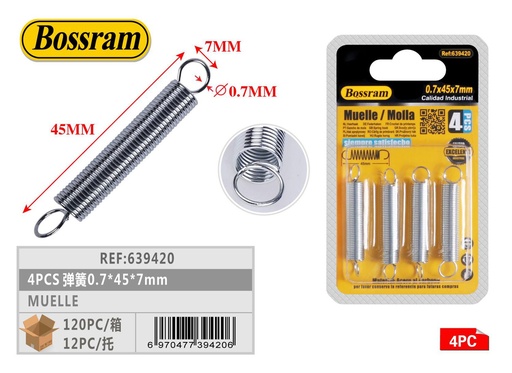 [639420] Muelle 0.7x45x7mm 4pcs para mecanismos y reparaciones