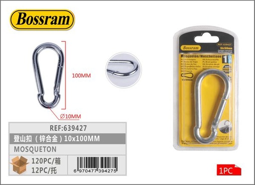 [639427] Mosquetón 10mm zinc para camping y accesorios