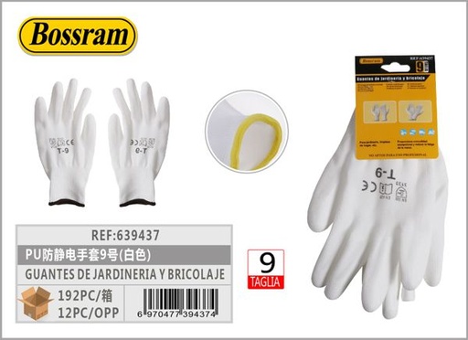 [639437] Guantes de jardinería y bricolaje 9 talla blanca, seguridad