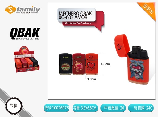 [10026078] Mechero QBAK 0G-603 en forma de amor - Accesorios de fumar y regalos