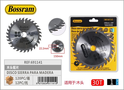 [691141] Disco sierra para madera 150x30T de aleación 1pcs para corte