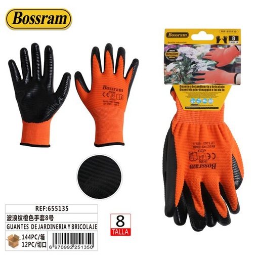 [655135] Guantes de jardinería y bricolaje naranjas talla 8