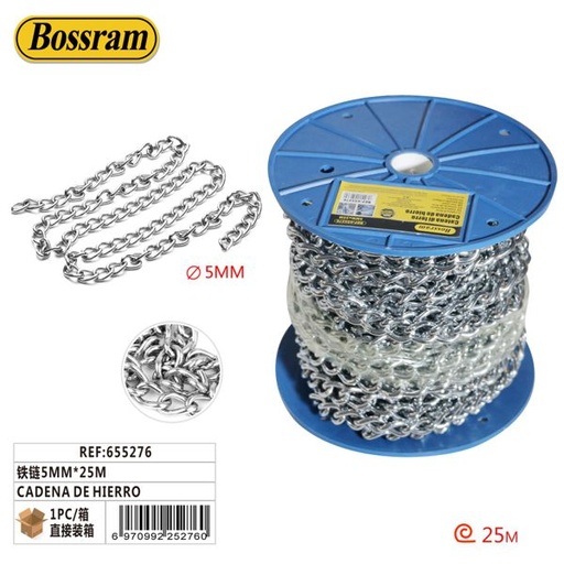 [655276] Cadena de hierro 5mm x 25m para usos múltiples