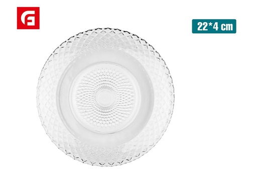 [180880691] Plato de vidrio diamante hondo 22*4cm - Vajilla de cristal para servir