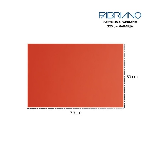 [A000084] Cartulina Fabriano LR 220g 50x70cm color naranja - Materiales para manualidades