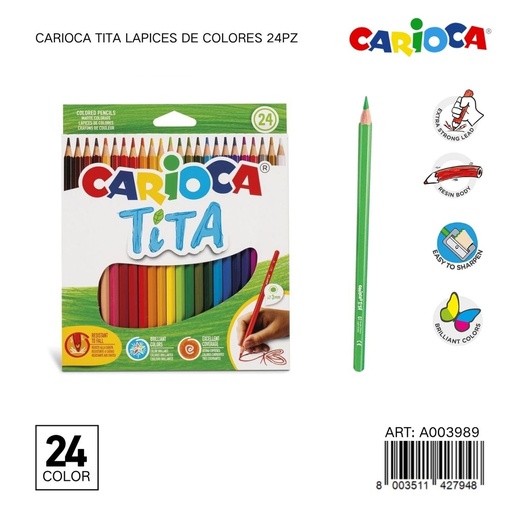 [A003989] Lápiz hexagonal de colores 24 colores - Marca Carioca