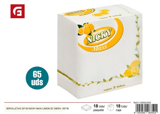 [110926350] Servilletas de papel Nicky Maxi limón 33x33 cm - Accesorios de limpieza