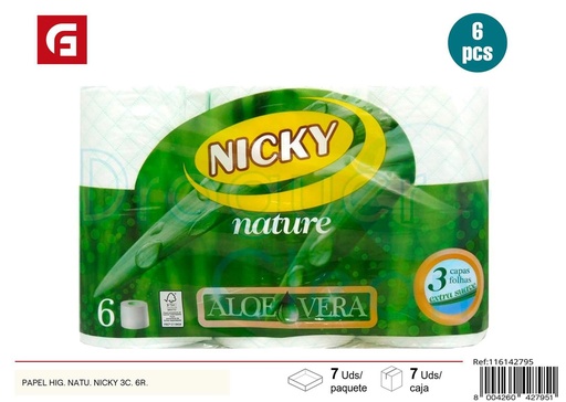 [116142795] Papel higiénico de aloe vera (6 rollos) - Productos de limpieza