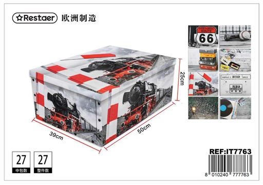 [IT7763] Caja de cartón plegable 50x39x25cm para almacenamiento y mudanzas