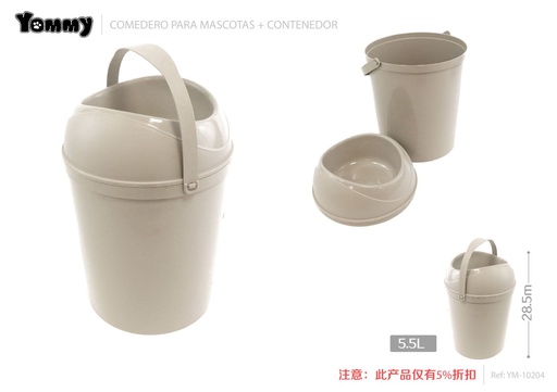 [YM10204] Comedero y cubo para mascotas 5.5L + 28.5cm