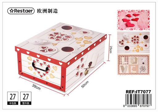 [IT7077] Caja de cartón plegable White Heart 50x39x25 cm - Artículos de regalo