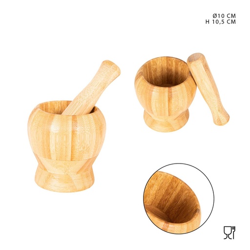[0029363] Mortero de bambú D10xH10.5cm - Utensilios de cocina