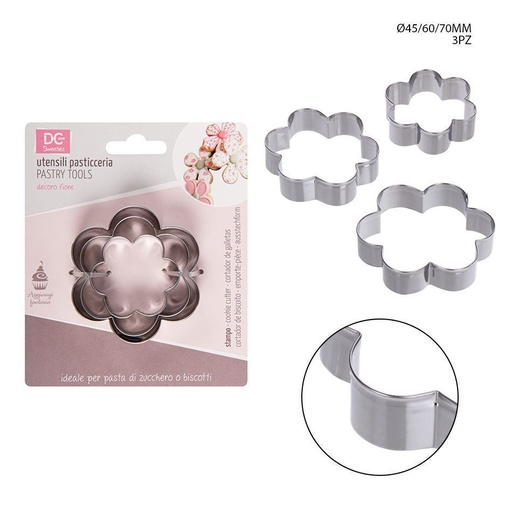 [0122937] Molde para flores de acero inoxidable 4.5-6-7 cm 3 pcs - Accesorios de repostería