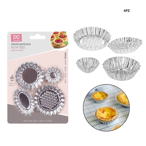 [0123263] Moldes para tarta de huevo 4 piezas 4.4-7-7.5-7.5X4.5CM - Utensilios de repostería