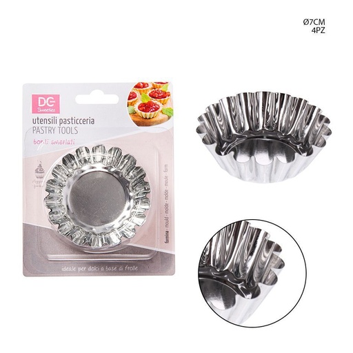 [0123266] Moldes de metal para magdalenas 7cm 4 piezas - Utensilios de repostería