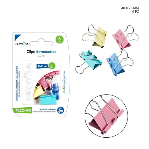 [0124694] Clip de papel de colores 48 x 25 mm 6 PCS - Accesorios variados