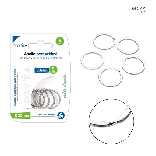 [0124697]  anillas de llavero de 32 mm, 5 piezas - Accesorios de oficina