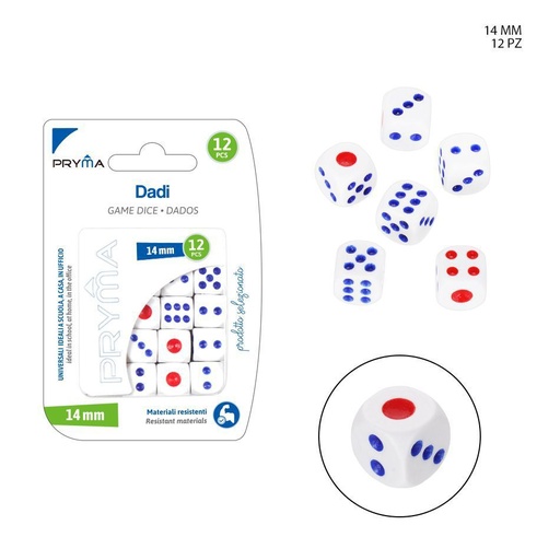 [0124700] Dados 1.4 cm 12 unidades - Juegos de mesa y entretenimiento