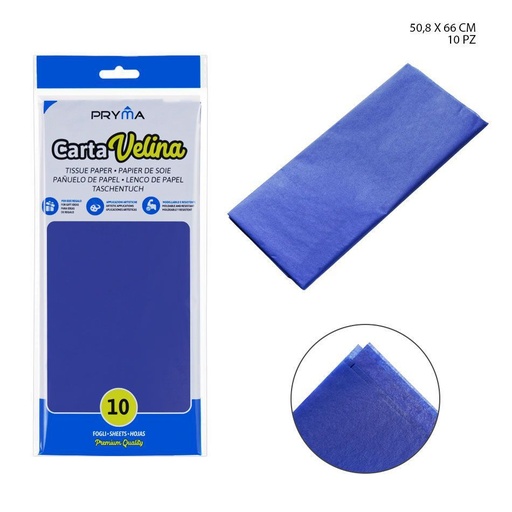 [0126392] Papel de seda azul 50.8x66cm 10 hojas para manualidades