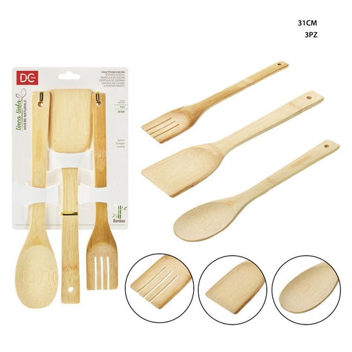 [0127652] Espátula de bambú 3 piezas 31 cm - Utensilios de cocina