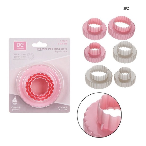 [0133173] Molde de plástico redondo 3PZ para galletas - Utensilios de repostería
