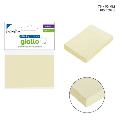 [0133875] Notas adhesivas amarillas 76X50MM 100 hojas - Notas adhesivas