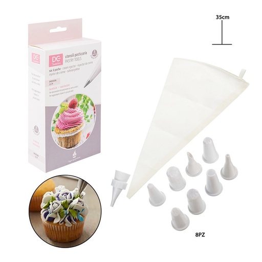 [0134687] Manga pastelera 35 cm + 8 boquillas - Utensilios de repostería